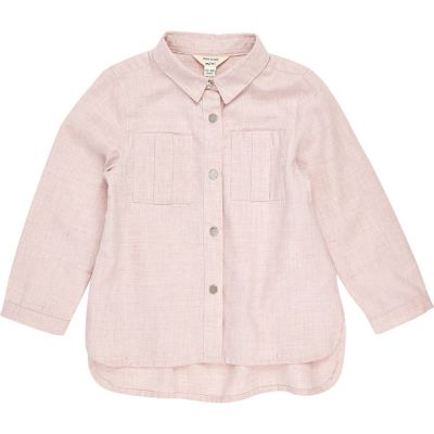 Mini girls pink brushed shirt